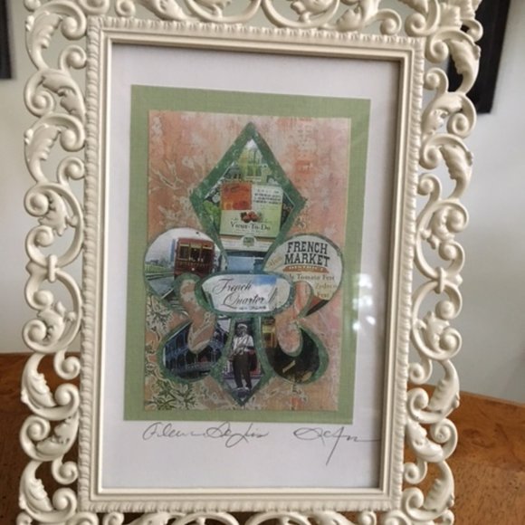 New Orleans Fleur De Lis Print in white frame - Picture 2 of 3